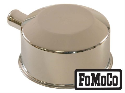 Scott Drake Valve Cover Oil Caps C5ZZ-6766-D Cap, Round, Push-in, Steel, Chrome, FoMoCo Top Style, Vent Tube, Ford, Each