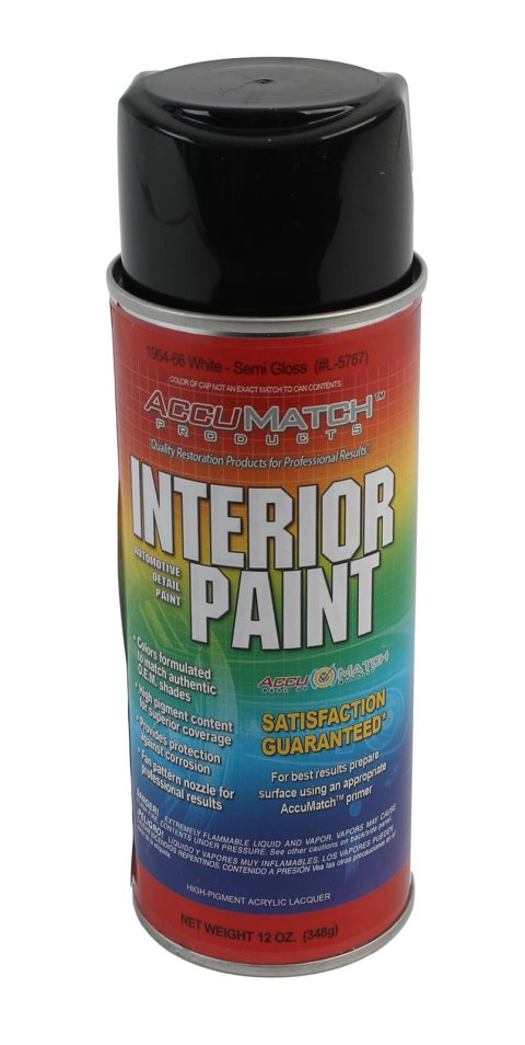 Scott Drake AccuMatch Interior Paint 12 oz. Semi-gloss White L-5767 Paint, AccuMatch, Interior, Lacquer, White, Semi-gloss, oz., Aerosol, Ford, Each