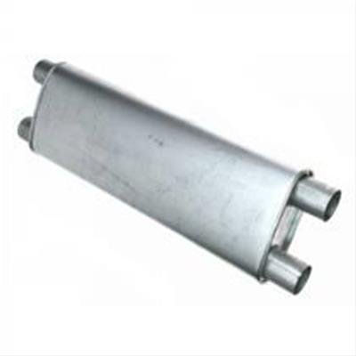 Scott Drake Steel 2 Inch Muffler C7ZZ-5230-G Mufflers, Oval Case, 2.00 in. Offset Dual Inlet/Outlet, Steel, Aluminized, Transverse Mounted for Models with Dual Exhaust, Ford, Each