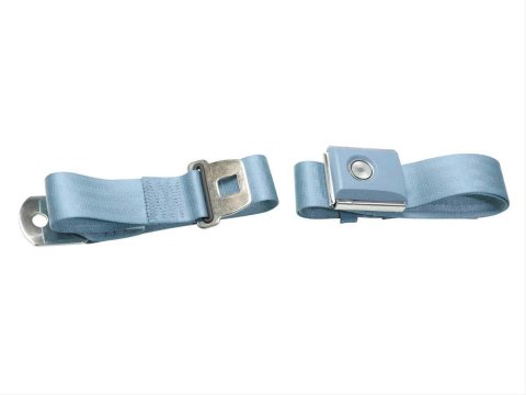 Scott Drake Push Button Seat Belts SB-LB-PBSB Belts, Lap, Button, Light Blue, Ford, Each