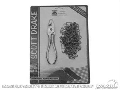 Scott Drake Replacement Upholstery Hog Rings PLIERSET-E Rings, Replacement, Steel, Natural, Pliers, Ford, Kit