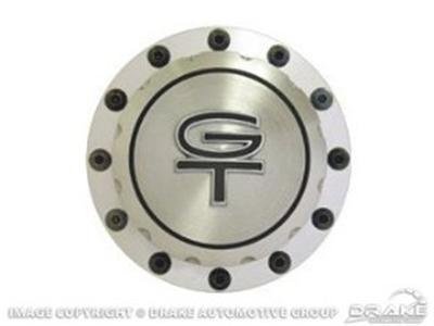 Scott Drake Fuel Tank Caps for 1964-1973 MUSTANG - B-9030-GT Cap, Aluminum, Polished, GT Logo, Ford, Each