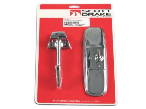 Scott Drake Rear View Mirrors KIT-MIR-1 Mirror, View, Replacement Style, Rectangular, Manual, Chrome Housing, Arm, Ford, Kit