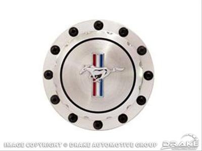 Scott Drake Fuel Tank Caps for 1964-1973 MUSTANG - B-9030-H Cap, Aluminum, Polished, Standard Running Pony Logo, Ford, Each