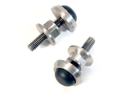 Scott Drake Hood Bump Stops C5ZZ-16763-S Stops, Front, Rubber, Black, Stainless Steel Posts, Ford, Pair