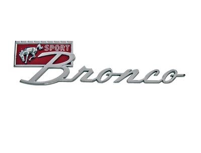 Scott Drake Emblems for 1966-1977 BRONCO - C7TZ-16098-A Emblem, Bronco Sport Logo, Die-Cast, Chrome/Red, Fender Mount, Ford, Each