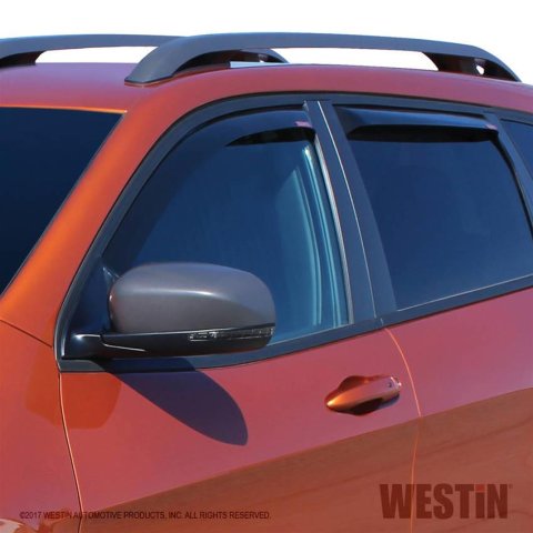 Westin In-Channel Wind Deflectors 72-51497 Side Window Visors, Acrylic, Smoke, Snap-In, Front and Rear, Jeep, Set of 4