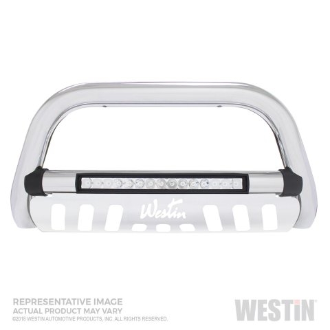 Westin Ultimate LED Bull Bars 32-3970L Grille Guard, LED, Stainless Steel, Chrome, Ram, Each