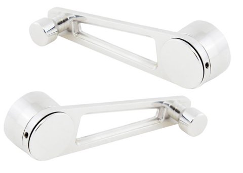 Brothers Trucks Billet Window Handles BWH87PL Cranks, Handles, Open Design, Aluminum, Polished, Set Screw, OEM Position, Chevrolet, GMC, Pair