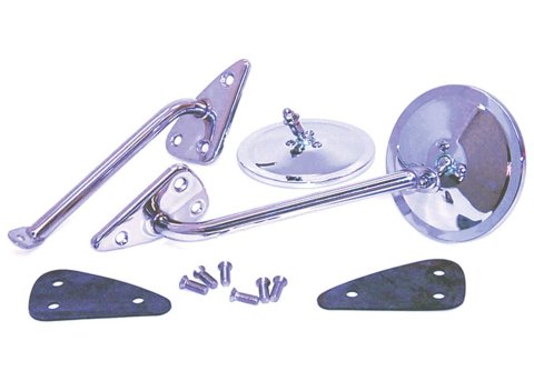 Brothers Trucks Side View Mirrors COMS4SC Mirrors, Replacement, Rectangular, Flat, Manual, Polished Stainless Steel Housing, Left/Right, Chevrolet, GMC, Pair