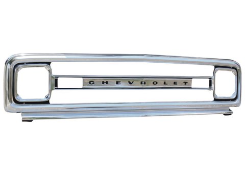 Brothers Trucks Grilles OGR7000 and Grille Inserts, Complete Grille Type, Outer Position, Stock Style, Aluminum, Chrome, with Chevrolet Letters, Chevrolet, GMC, Each