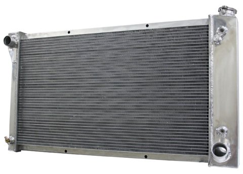 Brothers Trucks Aluminum Radiators ALR72C3 Radiators, Crossflow, 3-row, Aluminum, Natural, Upper Left Side Inlet, Transmission Cooler, Chevrolet, GMC, Each