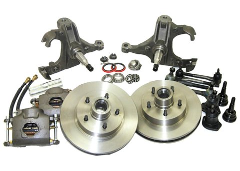 Brothers Trucks Disc Brake Conversion Kits DBC5L20STOCK Kits, Kits, Front, Solid Surface Rotors, Gray/Silver Cast Iron Calipers, Stock Height Spindles, Chevrolet, GMC, Kit