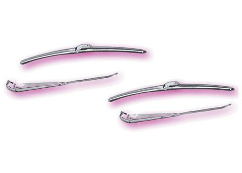 Brothers Trucks Windshield Wiper Arms WAS7266 Arms, Stainless Steel, Natural, Black Rubber Blades, Front Left/Front Right, Chevrolet, GMC, Kit