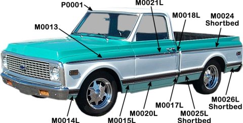Brothers Trucks Interior Trim Moldings M0021L-69 69-72 DR UPPER MOLDING LH-BK