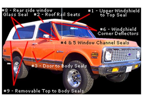 Brothers Trucks Weatherstrip Seals 617618 Seals, Truck Cab Top Cover Position, Fits Models Equipped with Double Wall Removable Tops Only, Chevrolet, GMC, Pair