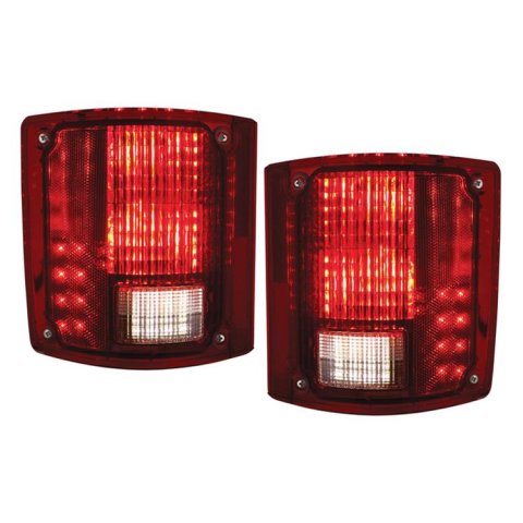 Brothers Trucks LED Tail Lamps LED87FS Taillight Assemblies, Lamps, Rectangle, Red/Clear Lens, Black Housing, Chevrolet, GMC, Pair