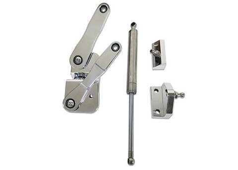 Brothers Trucks Billet Hood Hinges BHH54PL Hinges, Billet, Aftermarket Style, Aluminum, Polished, Stainless Steel Strut Included, Left Side/Right Side, Chevrolet, GMC, Pair