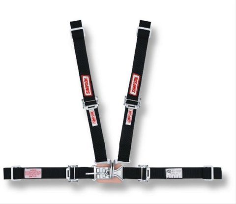 Simpson Quarter Midget Latch & Link 5-Point Harness 29025BK Harness, Midget, Complete, Latch, Wraparound, Roll Bar Mount, Black, Each