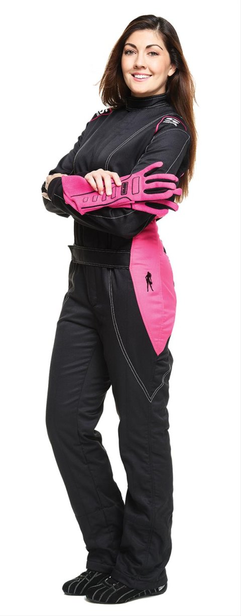 Simpson Vixen II Racing Suits V202201 Driving Suits, Suits, One-piece, 2 Layers, Twill Oxford Polyester/Cotton, Black with White Stripe, SFI 3.2A/5, Women's Medium, Each
