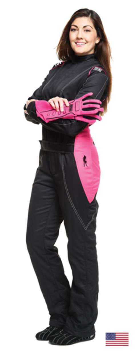 Simpson Vixen II Racing Suits V2P2401 Driving Suits, Suits, One-piece, 2 Layers, Twill Oxford Polyester/Cotton, Black/Pink, SFI 3.2A/5, Women's X-Large, Each