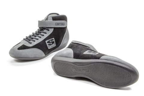 Simpson Mid-Top Driving Shoes MT125BK Shoes, Mid-top, Black/Gray, SFI 3.3/5, Men's 12 1/2, Pair