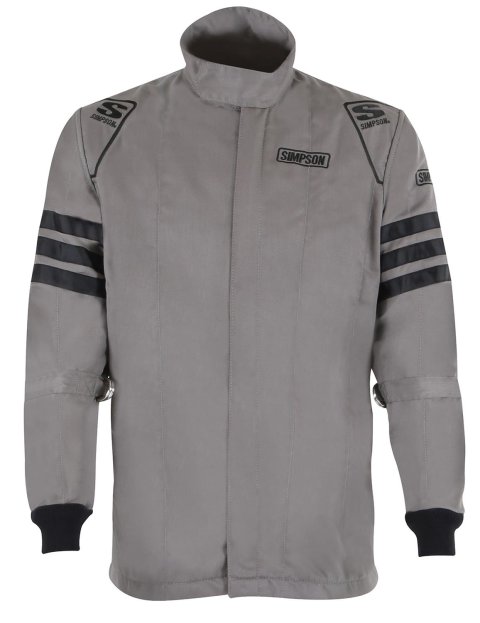 Simpson Racing Classic SFI-5 Jackets C405314 Driving Jacket, Double Layer Satin/Twill, Nomex, Large, Arm Restraints, Gray with Black Stripes, Each