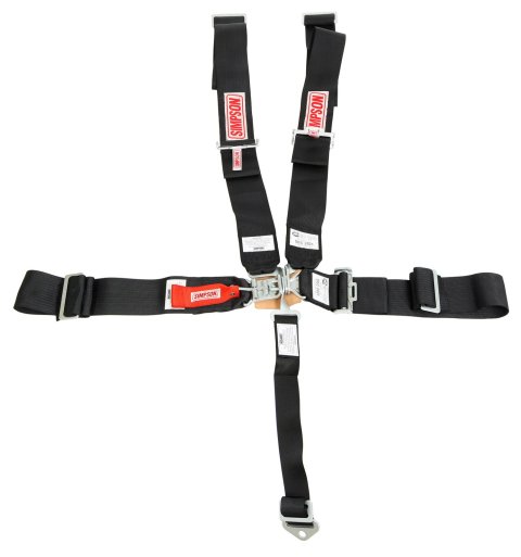 Simpson Latch & Link 5-Point Harness 29075BK Racing Harnesses, and Link, SFI 16.1, 5-Point, Complete Harness, Black, Pull Down Adjustment, Polyester, Each