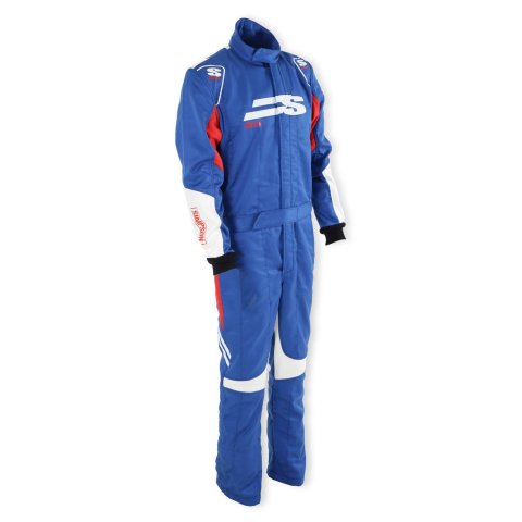 Simpson Airspeed Racing Suits AS04221 Driving Suit, Airspeed, One-piece, Double Layer, Nomex, Blue/Red/White, SFI 3.2A/5, Men's Medium, Each