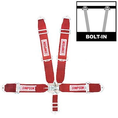 Simpson Latch & Link 5-Point Harness 29063R Harness, Complete, Latch, Individual-Type, Bolt-In, Floor Mount, Red, Each