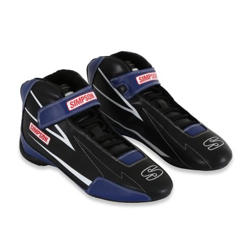 Simpson Racing Supercoil Driving Shoes SC125B Shoes, Shoes, Mid-top, Size 12.5 Men's, Black/Blue, SFI 3.3/5, Leather, Pair