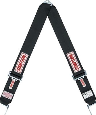 Simpson Latch-Type Shoulder 2-Point Harness 30005BK Harness, Belts, Latch, V-Type, Bolt-In, Floor/Roll Bar Mount, Black, Each