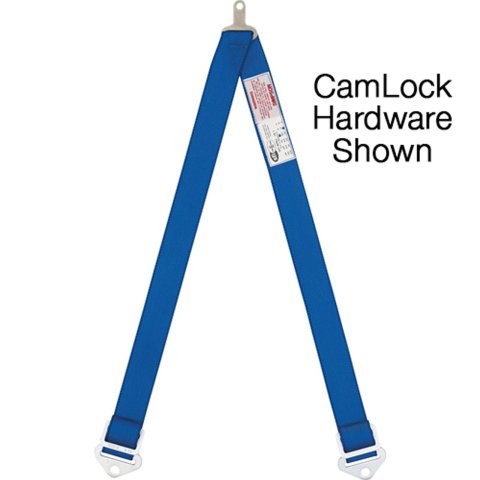 Simpson Latch-Type Dual Anti-Submarine Belts 2-Point Harness 31014BL Harness, Submarine Belts, Dual, Latch, Bolt-In, Floor Mount, Blue, Each