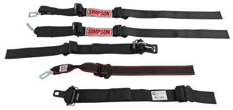 Simpson Double Pull Down Latch and Link SFI 5-Point Harness 12LD5WB Harness, Complete, Latch. 5 Point, 2.00 Should Belt, 2.00 Lap Belt, Individual-Type, Bolt-In, Floor/Roll Bar Mount, Black, Each