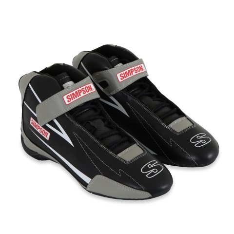 Simpson Racing Supercoil Driving Shoes SC110G Shoes, Shoes, Mid-top, Size 11 Men's, Black/Gray, SFI 3.3/5, Leather, Pair