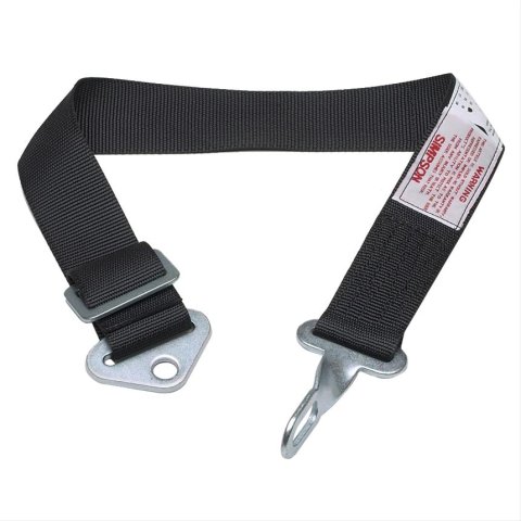 Simpson Camlock Anti-Submarine Belts 1-Point Harness 34012BK Harness, Submarine Belt, Camlock, Bolt-In, Floor Mount, Black, Each