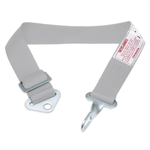 Simpson Latch-Type Anti-Submarine Belts 1-Point Harness 31012P Harness, Submarine Belt, Latch, Bolt-In, Floor Mount, Platinum, Each