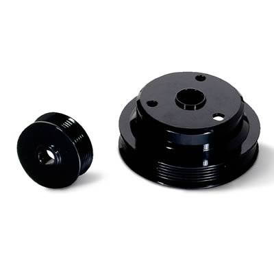 JET Underdrive Pulley Kits for 1995-1997 COUGAR, 1994-1998 MUSTANG, 1990-1997 THUNDERBIRD - 90149 Set, Serpentine, Steel, Black, Ford, Mercury, 3.8L, Set