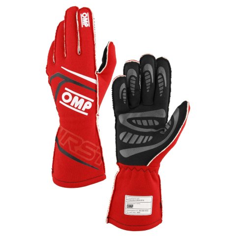 OMP Racing Inc Driving Gloves IB0-0776-A01-061-L FIRST GLOVES FIA 8856-2018 RED SZ. L