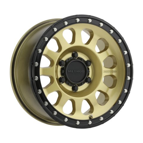 Method Race Wheels MR315 Gold with Black Lip MR31578560100 Wheels, Lip, 17 in. x 8.50 in., Aluminum, Gloss Gold, 6 x 5 1/2 in. Bolt Circle, 4.750 in. Backspacing, Each