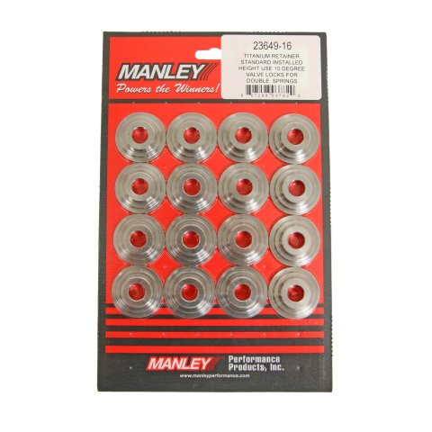 Manley Titanium Valve Spring Retainers 23649-16 Retainers, Titanium, 10 Degree, 1.625 in. Outside Diameter, .850 in. Inside Diameter, Set of 16