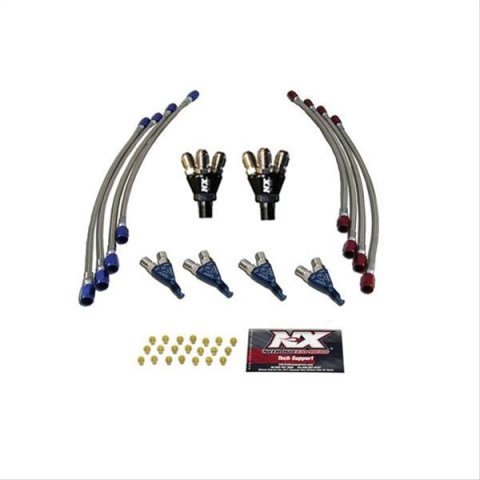 Nitrous Express (NX) Oxide System Conversion and Upgrade Kits NX400S System; Piranha Kit; 4 Cyl.; Incl. 4 Nozzles/4 Jets