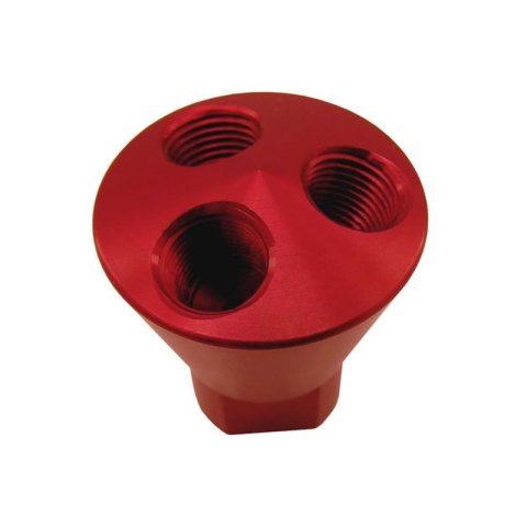 Nitrous Express Distribution Blocks 15013 Block; Showerhead Distributor Block; 3 Port; Red