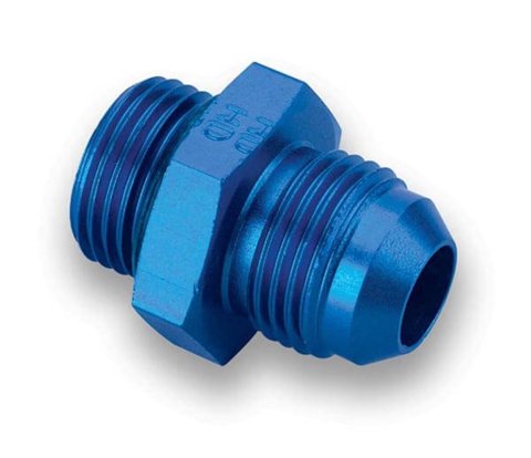 Earl's Performance AN Port Adapters 985006ERL Fitting, Adapter, to Straight Cut, Straight, Aluminum, Blue Anodized, -6 AN, -6 AN, Each
