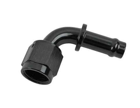 Earl's Performance Vapor Guard Hose Ends 759166ERL End, Guard, 90 degree, 3/8 in. Size, Socketless Barb, -6 AN Female Threads, Aluminum, Black, Each