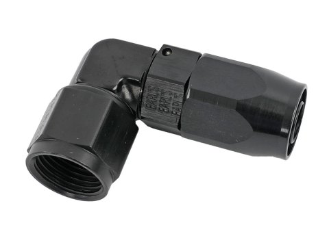 Earl's Performance Swivel-Seal Hose Ends AT809008ERL Fitting, End, Swivel-Seal, 90 Degree Low Profile, -8 AN to Female -8 AN, Aluminum, Black