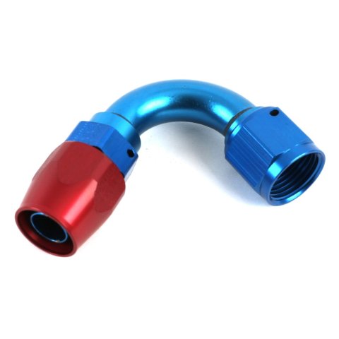 Earl's Performance Swivel-Seal Hose Ends 812010ERL Fitting, End, Swivel-Seal, 120 Degree, -10 AN to Female -10 AN, Aluminum, Red/Blue, Each