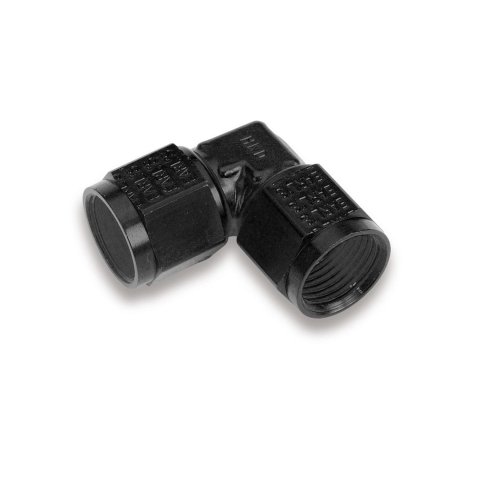 Earl's Performance Couplers AT934110ERL Fitting, Adapter, AN to AN, 90 Degree, Aluminum, Black Anodized, -10 AN, -10 AN, Swivel, Each