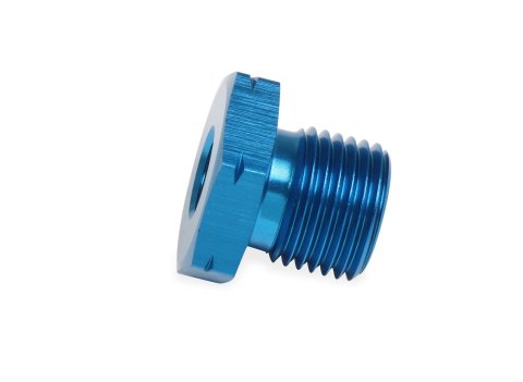 Earl's Performance LS Oil Pressure Gauge Adapter Fittings 9919AUJERL Fitting, Adapter, NPT to Metric, Straight, Aluminum, Blue Anodized, 1/8 in. NPT, M16 x 1.5, Each
