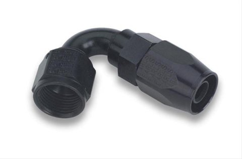 Earl's Performance Swivel-Seal Hose Ends AT812008ERL Fitting, End, Swivel-Seal, 120 Degree, -8 AN to Female -8 AN, Aluminum, Black, Each